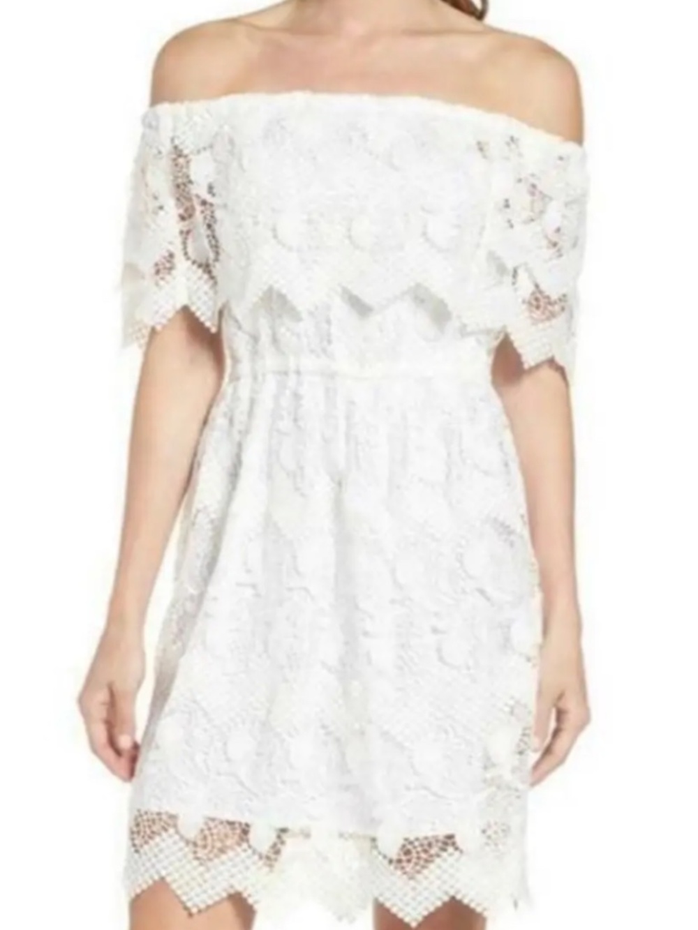 KOBI HALPERIN Women's Alva Off The Shoulder Lace Dress In White SIZE Large